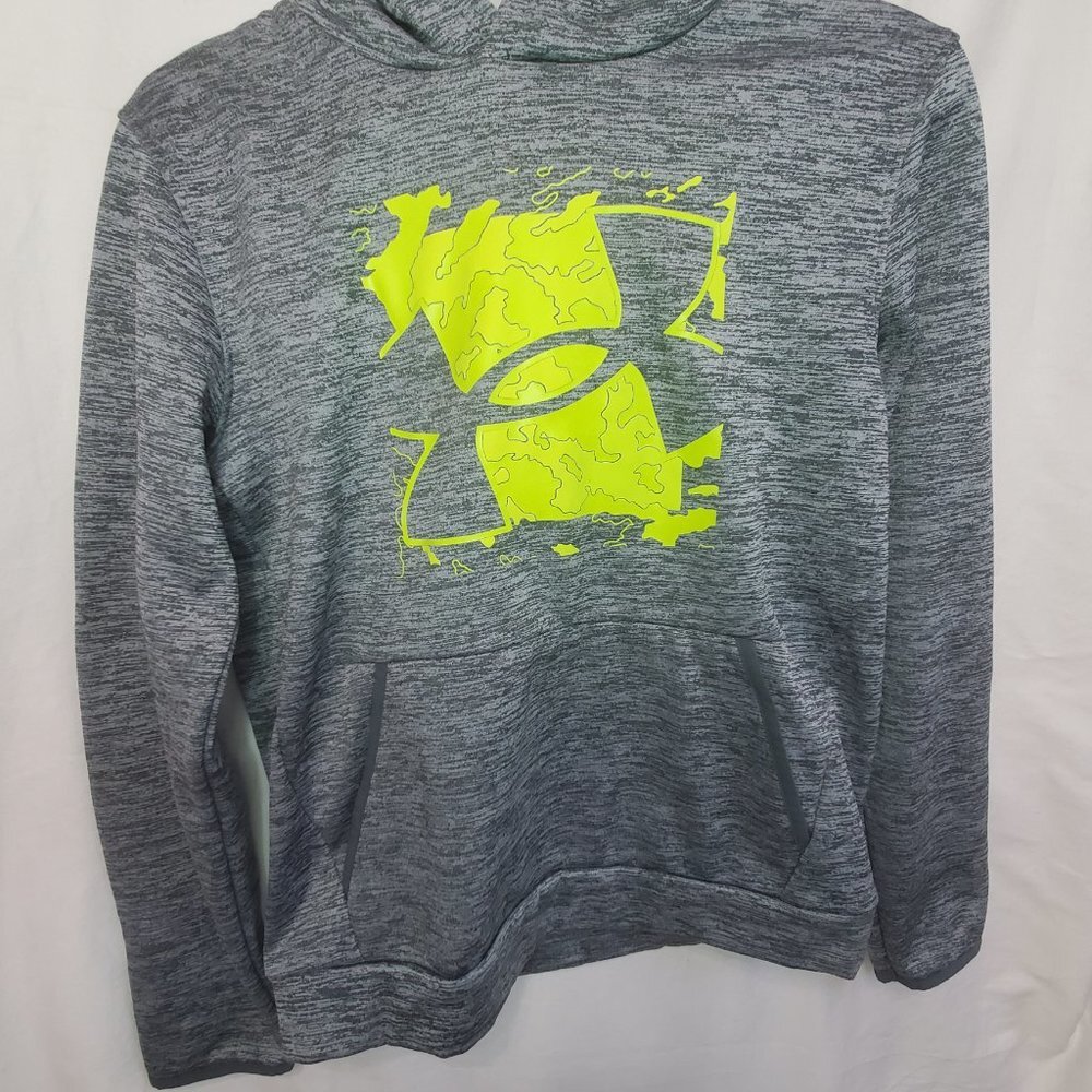 Under Armour Grey and Green Loose Hoodie Boys Youth Size Large